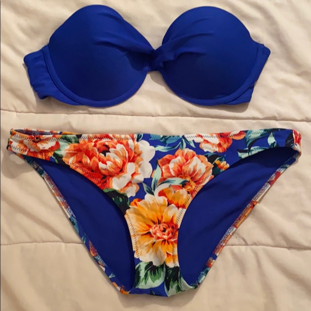 Floral strapless two piece